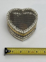 Vintage 4×4 Inch Metal Heart Wedding Container + Lid With Dried Red Rose Petals