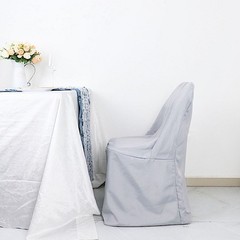 50 Silver Polyester FOLDING Flat CHAIR COVERS Wedding Party Banquet Decorations