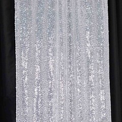 2 SILVER 8ft x 2ft Sequined Backdrop Curtain with Rod Pockets Wedding
