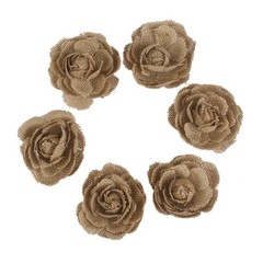 6Pcs Burlap Rose Flowers for Crafts Rustic Wedding Decor Khaki Reusable