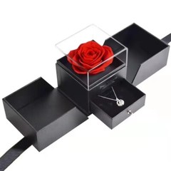 Exquisite eternal rose petals stored in acrylic flip jewelry box