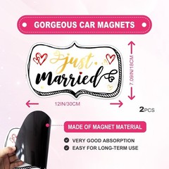 4 Pcs Just Married Wedding Car Decorations – Include Just Married Ornate Car Mag