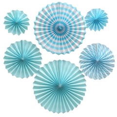 6 Pcs Decoration Hanging Party Blue Paper Fans Set for Birthday Wedding Gradu…