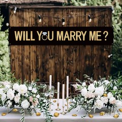 Proposal Banner Will You Marry Me Flower Propose 6ft, Black