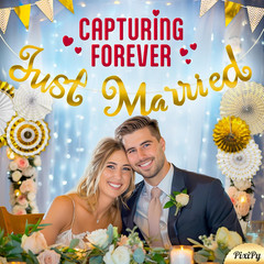 Wedding Decorations Set (Gold), Bridal Shower Decoration w/ Just Married Banner,