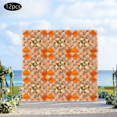 Champagne & Autumn Warm Tones Artificial Flower Panels 12Pcs Durable Fade Proof