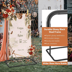 Wedding Welcome Sign Heavy Duty Black Easel Stand with 4 Leather Strap |