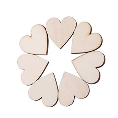 Heart Shape Wood Embellishment For Weddings Plaques Ornament(30mm 50pcs)♡