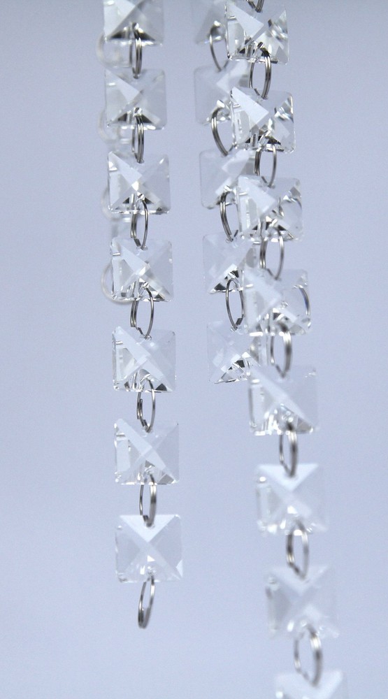 GLASS CRYSTAL GARLAND STRANDS 14MM SQUARE/CIRCLE