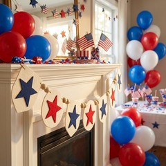 Felt Festive Banner for National Celebration Day Decorations Red 10 10cm