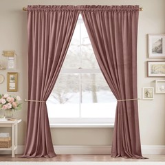 Soft Velvet Wild Rose Curtains 105 inches Privacy Drapes, 2 Panels | 300GSM S…