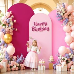 Set of 3 Arch Backdrop Covers(6ft, 5ft, 6FT,5FT,4FT Light Pink+Pink+Hot Pink