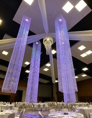 4 Tiers Large Wedding Chandelier, Faux Crystal Iridescent Beaded 24″W x 36″H
