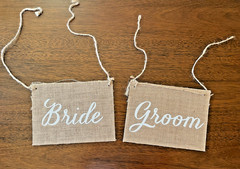 Rustic Wedding Decorations (used)- 18 Piece Lot- Burlap/Hand Made/Antique