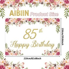 AIBIIN 7x5ft Happy 85th Birthday Backdrop for Women Pink Flowers Photography …