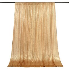 GOLD 8 ft x 8 ft Sequined Backdrop Curtain Wedding Party PhotoBooth Decorations