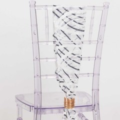 5 WHITE BLACK Wave Mesh Embroidered Sequins CHAIR SASHES Party Events