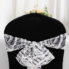 5 WHITE BLACK Wave Mesh Embroidered Sequins CHAIR SASHES Party Events