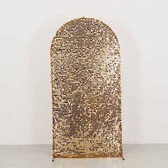 7 ft GOLD Big Payette Sequin Fitted Round Top Wedding Arch STAND COVER Party