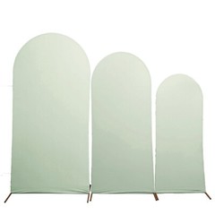 3 SAGE GREEN Matte Fitted Spandex Round Top Arch Backdrop STAND COVERS Set