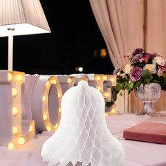 5 Pieces Paper Wedding Bells White Hanging Big Heavy Honeycomb Bells
