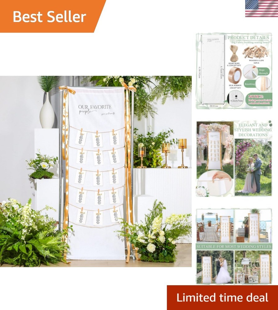Wedding Seating Chart 76″x24″ Linen Fabric Reception Sign | Find Your Seat Bo…