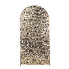 7 ft CHAMPAGNE Big Payette Sequin Fitted Round Top Wedding Arch STAND COVER