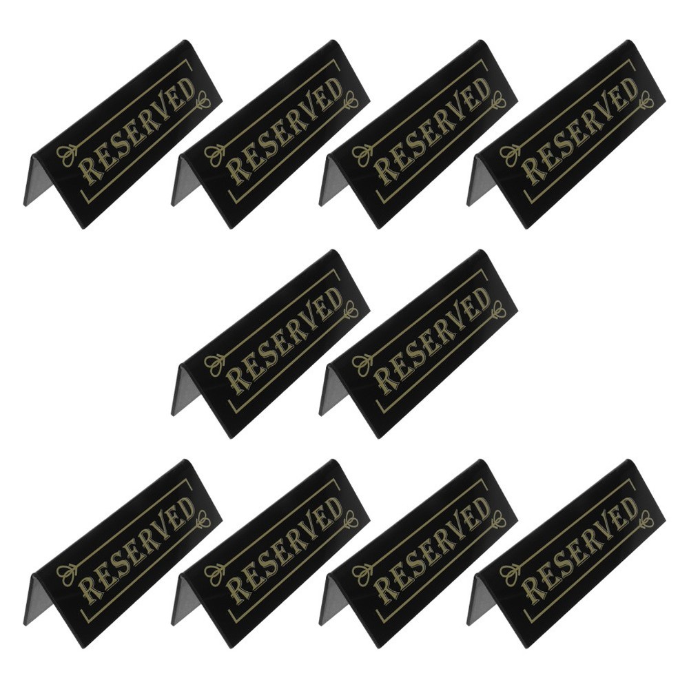 10Pcs Clear Reusable Acrylic Table Signs for Restaurant and Celebration Black