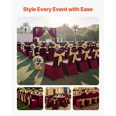 Uimoso 50PCS Burgundy Stretch Spandex Chair Covers for Events and Parties