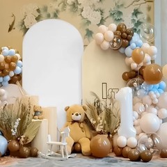 Arch Backdrop Cover, Wedding Arch Cover Spandex Fitted 4+5+6FT White+Beige