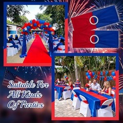 12 Pcs Spandex Chair Sashes Patriotic Stretch Chair Ties Bows Blue and Red