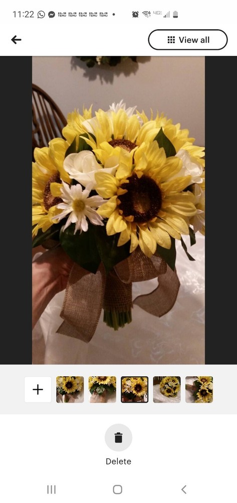 Bridal Bouquet, Sunflowers, White Roses, Greenery, Daisies, Wedding Flowers