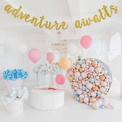 Adventure Awaits Banner, Wedding Engagement Party Bunting Decor, Congrats Gra…