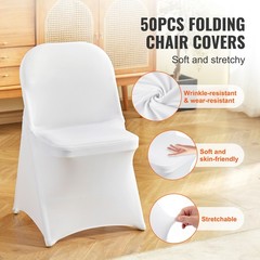 Uimoso 50PCS White Stretch Spandex Chair Covers for Weddings,Parties, and Dining