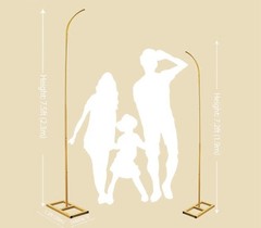 Gold Metal Arch Backdrop Stand, Free Standing Floral Theme 7.5 ft