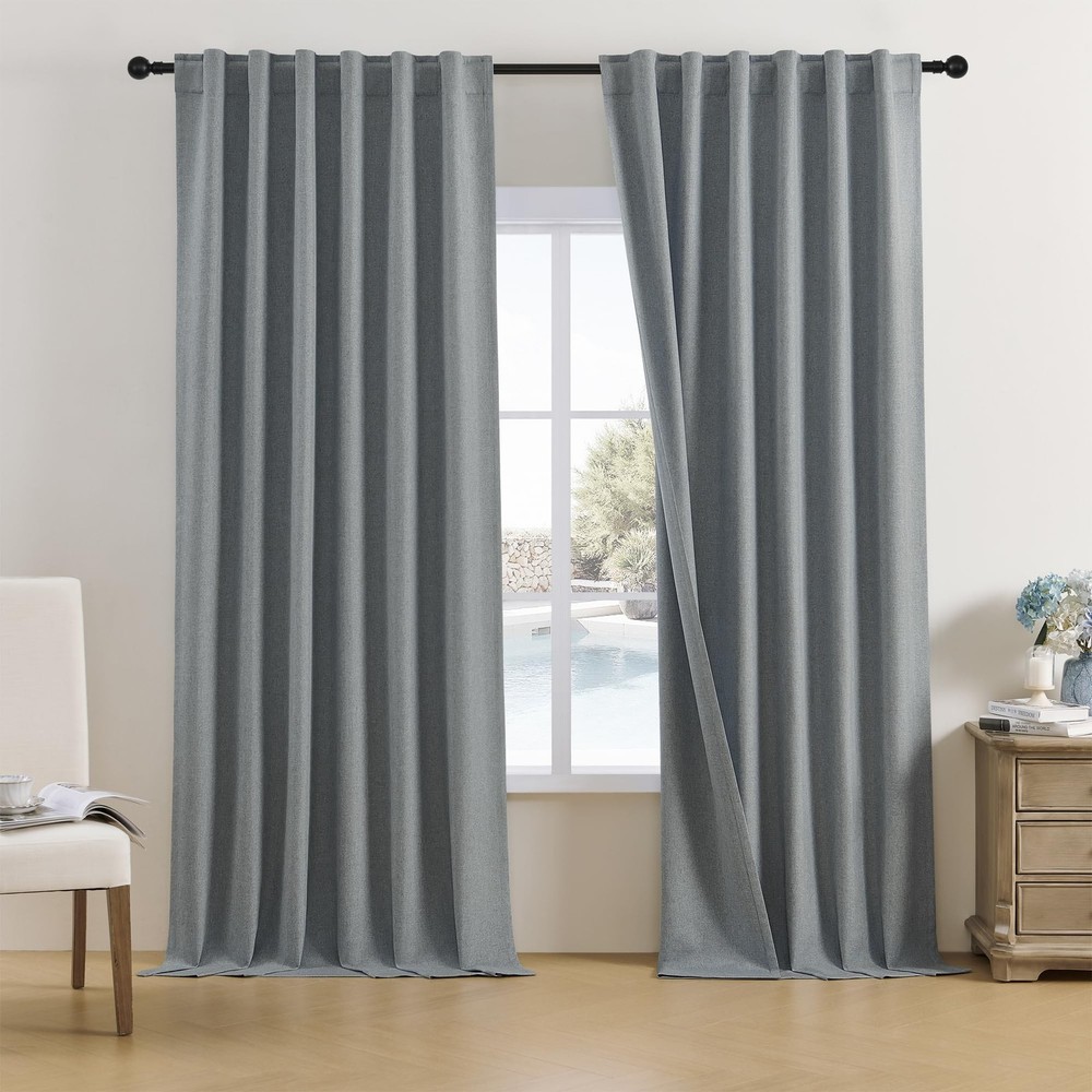DUALIFE 132 Inch Curtains Extra Long Back Tab and Rod Pocket Thermal Insulate…