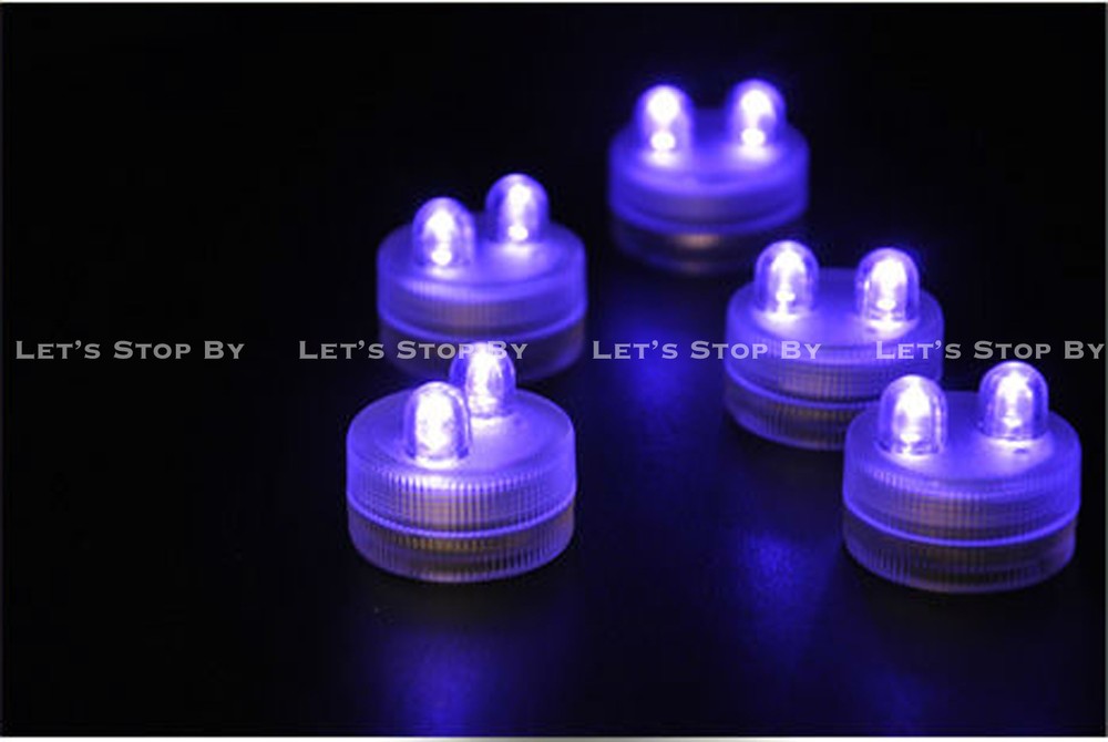 10 PURPLE SUPER Bright Dual LED Tea Light Submersible Floralyte Party Wedding