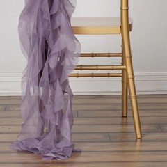 Amethyst Premium Curly Chiffon CHAIRS Covers Cap SASHES Bows Ties Wedding