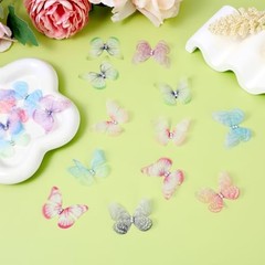 60 Pcs Butterflies for Crafts, Organza Fabric Butterfly Appliques Colorful 3D