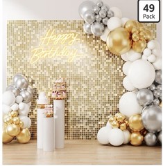 Shimmer Wall Backdrop Champagne Gold 7FTx7FT Square Sequin Wall Panel