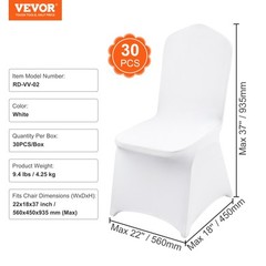VEVOR 30PCS White Stretch Spandex Folding Chair Covers for Wedding Party Dining