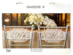 David Tutera MR & MRS DIE CUT LACE SIGNS Wedding Decor Sweetheart Table