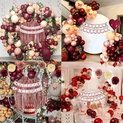 Burgundy Rose Gold Birthday Decorations with Happy Birthday Banner, Balloons,…