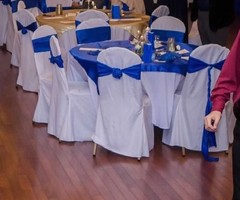 Special Event/Wedding Table & Chair Decorations (Royal Blue, Gold & White)