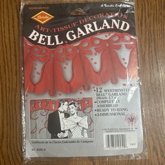 Vintage 90s Beistle Lot of 3 Wedding Bell Garland 12 Ft Westminster 3D Red Bells
