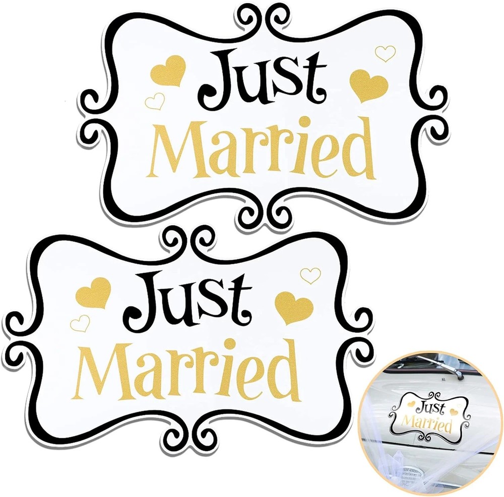2 Pcs Large Just Married Car Decorations Just Married Car Magnets Sign Decoratio