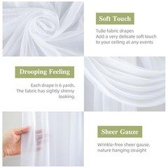 Wedding Arch Draping 28″ width x 19Ft length（1 Panel） White Drapes Curtain