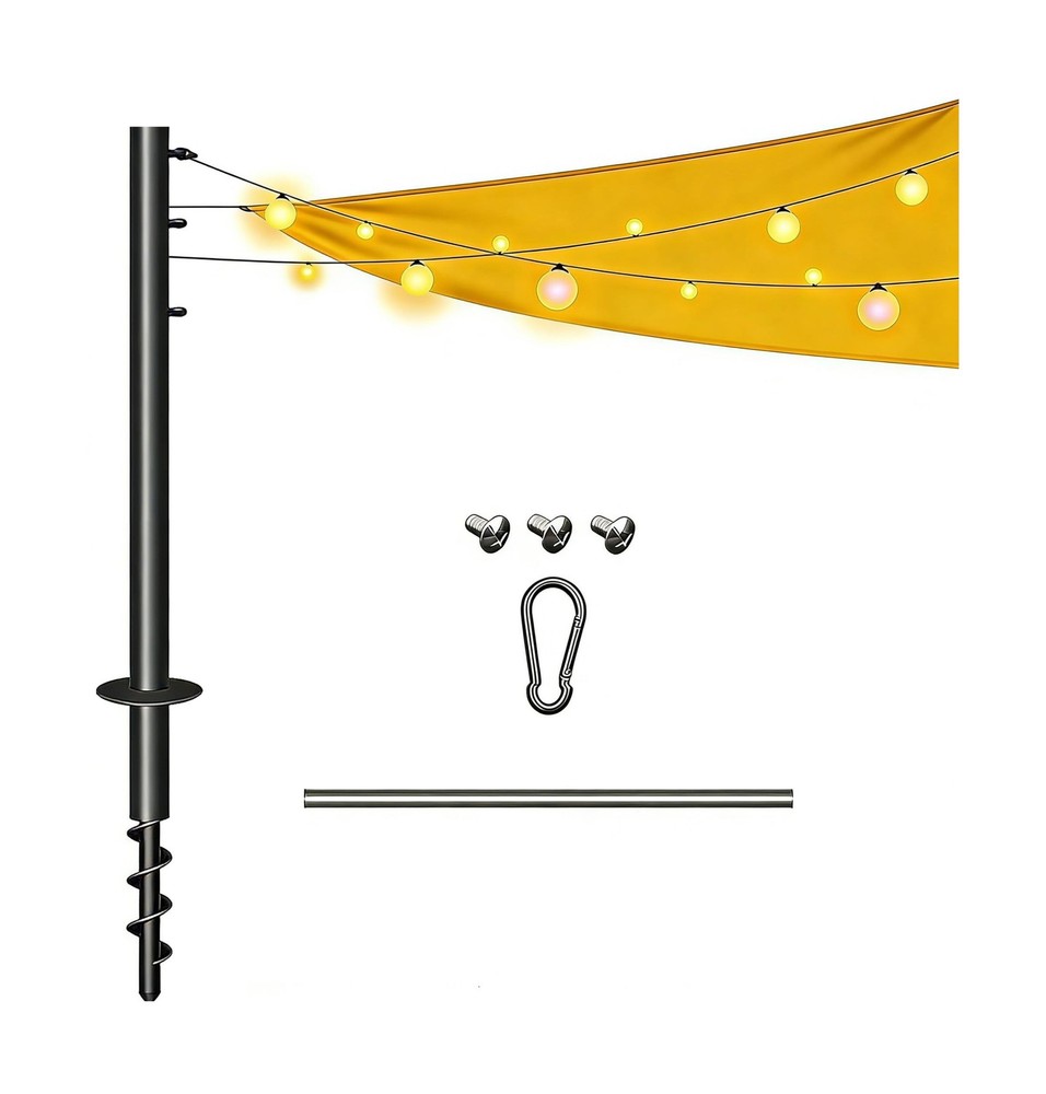 2Pack Sun Shade Sail Pole 11.4Ft Outdoor Sunshade Sail Post Support Awning Ca…