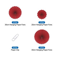 Hanging Paper Fans Party Set 6Pcs Decoration for Home Birthday Wedding(Wine Red)