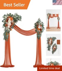 DIY Burnt Orange Wedding Arch Flowers Set: 3 Vivid Swags & 26Ft Draping Elegance